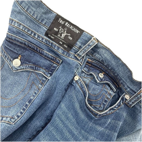 True Religion Jeans Mens 40x34 Blue Dark Rocco Relaxed Skinny Denim World Tour - Picture 1 of 9